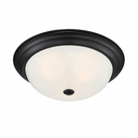 Designers Fountain 15in 3-Light Oil Rubbed Bronze Interior Ceiling Light Flush Mount with Etched Glass Shade 1257L-ORB-W